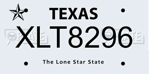 XLT8296 Texas License Plate