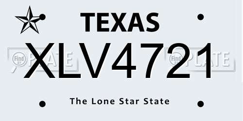 XLV4721 Texas License Plate