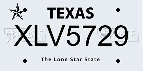 XLV5729 Texas License Plate