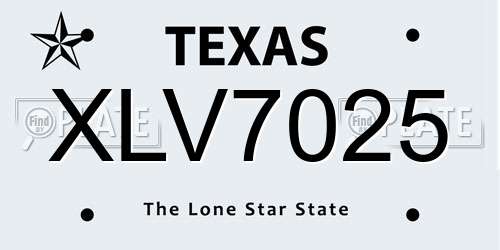 XLV7025 Texas License Plate