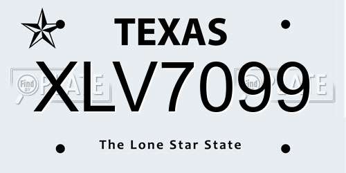 XLV7099 Texas License Plate
