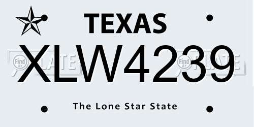 XLW4239 Texas License Plate