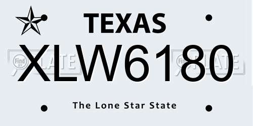 XLW6180 Texas License Plate