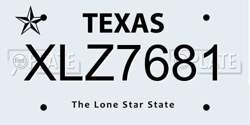 XLZ7681 Texas License Plate