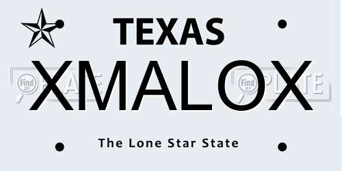 XMALOX Texas License Plate