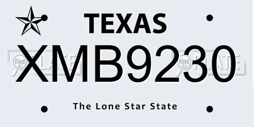 XMB9230 Texas License Plate