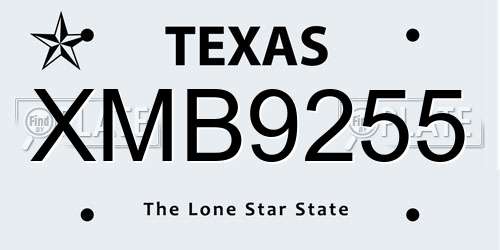 XMB9255 Texas License Plate
