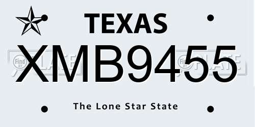 XMB9455 Texas License Plate
