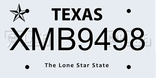 XMB9498 Texas License Plate