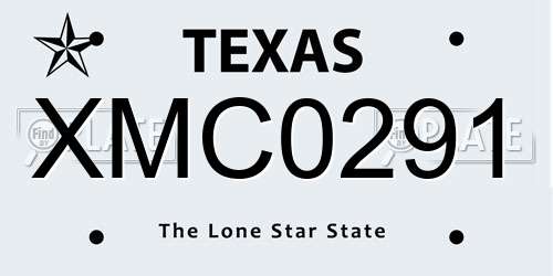 XMC0291 Texas License Plate