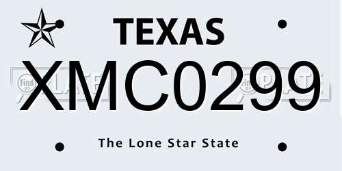 XMC0299 Texas License Plate