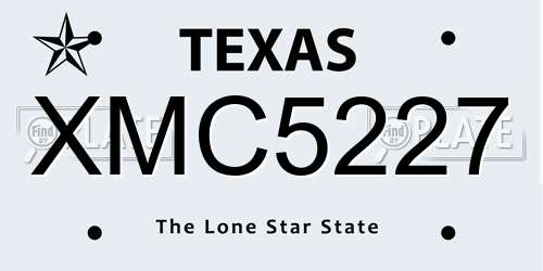 XMC5227 Texas License Plate