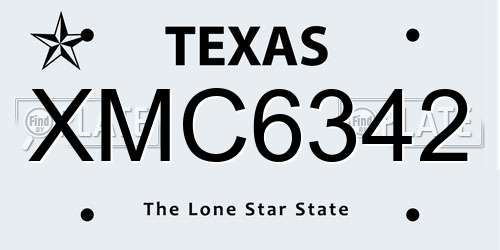 XMC6342 Texas License Plate