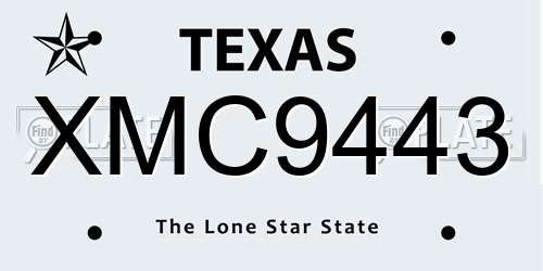 XMC9443 Texas License Plate