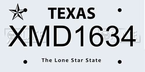 XMD1634 Texas License Plate