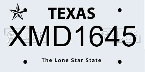XMD1645 Texas License Plate