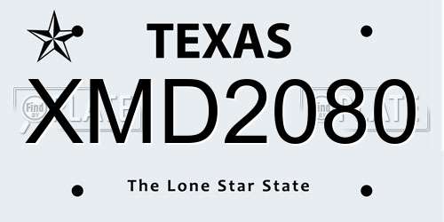 XMD2080 Texas License Plate