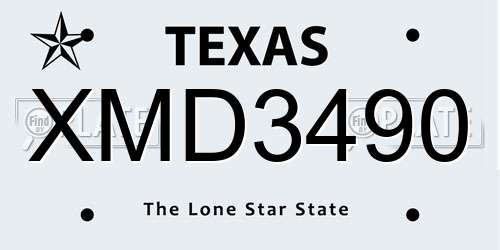XMD3490 Texas License Plate