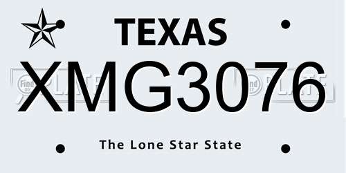 XMG3076 Texas License Plate