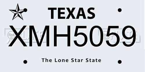 XMH5059 Texas License Plate