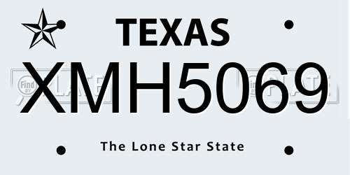 XMH5069 Texas License Plate