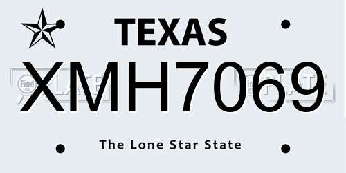 XMH7069 Texas License Plate