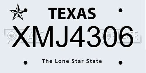 XMJ4306 Texas License Plate