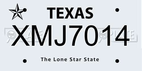 XMJ7014 Texas License Plate