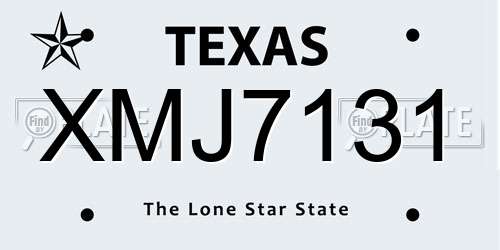 XMJ7131 Texas License Plate