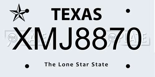 XMJ8870 Texas License Plate