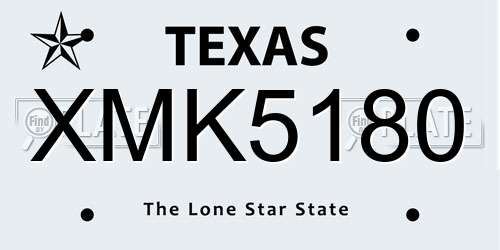 XMK5180 Texas License Plate
