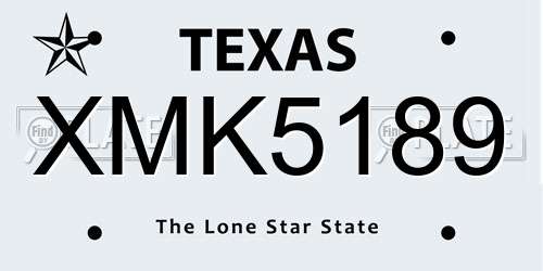 XMK5189 Texas License Plate