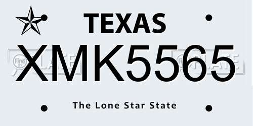 XMK5565 Texas License Plate