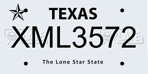 XML3572 Texas License Plate
