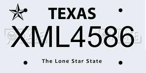 XML4586 Texas License Plate
