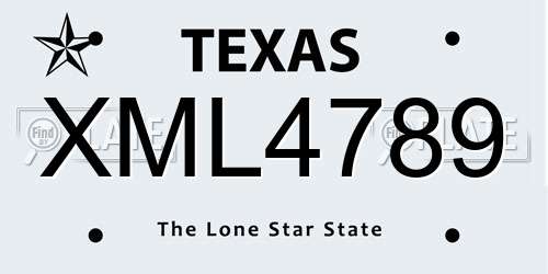 XML4789 Texas License Plate