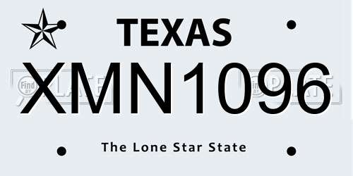 XMN1096 Texas License Plate