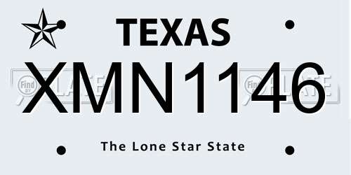 XMN1146 Texas License Plate