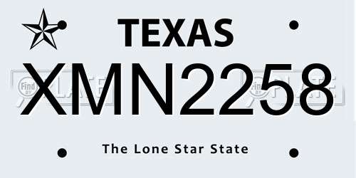 XMN2258 Texas License Plate