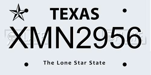 XMN2956 Texas License Plate