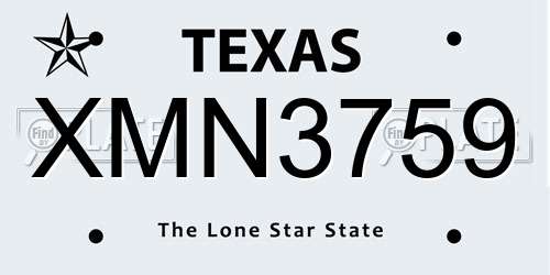 XMN3759 Texas License Plate