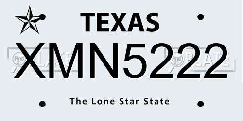 XMN5222 Texas License Plate