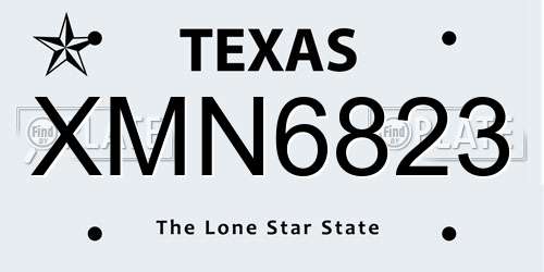 XMN6823 Texas License Plate
