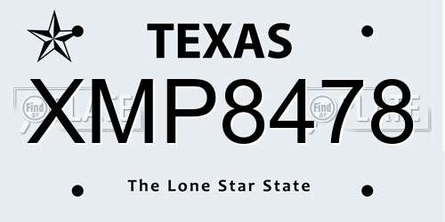XMP8478 Texas License Plate
