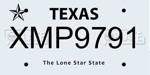 XMP9791 Texas License Plate