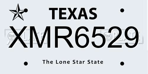 XMR6529 Texas License Plate
