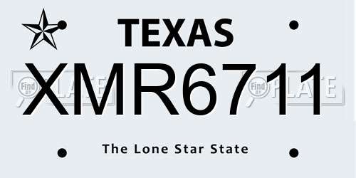 XMR6711 Texas License Plate