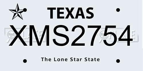 XMS2754 Texas License Plate