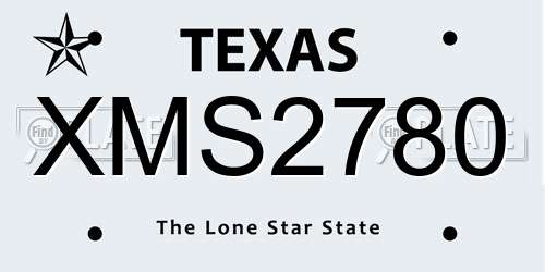XMS2780 Texas License Plate