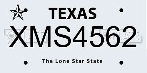 XMS4562 Texas License Plate